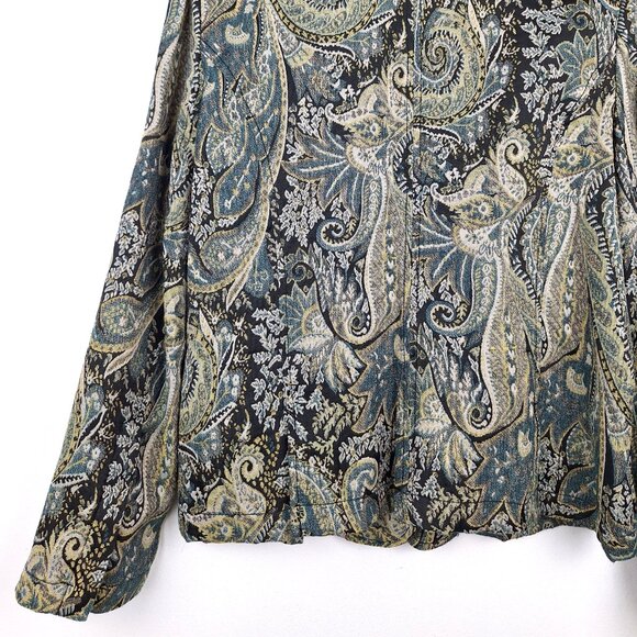 Sunset Cove Paisley Tapestry Blazer Size 14. Blue Black Gold Threads Floral - Picture 7 of 14